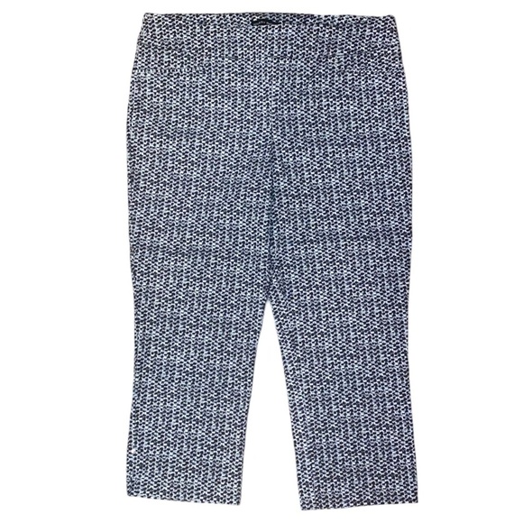 HILARY RADLEY Cropped Stretch Pants Capris in Black & White Size LARGE - Picture 1 of 5